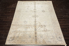 8x10 Ivory, Taupe, Gray Color Hand Knotted Oushak Bamboo Silk Traditional Oriental Rug