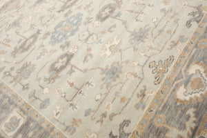8x10 Gray, Beige, Tan Color Hand Knotted Turkish Oushak 100% Wool Traditional Oriental Rug