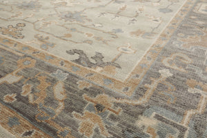 8x10 Gray, Beige, Tan Color Hand Knotted Turkish Oushak 100% Wool Traditional Oriental Rug