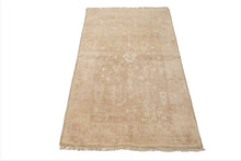 LoomBloom 3'1''x4'11" Tan Hand Knotted Afghan Oushak Transitional  Wool Oriental Area Rug