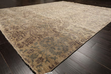 8x10 Beige, Taupe, Slate Color Hand Knotted Oushak Wool Transitional Oriental Rug