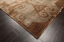 Multi Size Mocha Aqua Color Hand Knotted Tibetan Wool & silk Transitional Oriental Rug