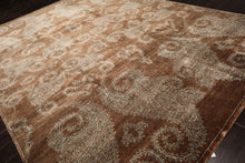 Multi Size Mocha Aqua Color Hand Knotted Tibetan Wool & silk Transitional Oriental Rug