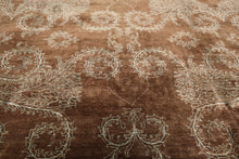 Multi Size Mocha Aqua Color Hand Knotted Tibetan Wool & silk Transitional Oriental Rug