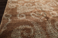 Multi Size Mocha Aqua Color Hand Knotted Tibetan Wool & silk Transitional Oriental Rug