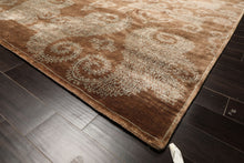 Multi Size Mocha Aqua Color Hand Knotted Tibetan Wool & silk Transitional Oriental Rug