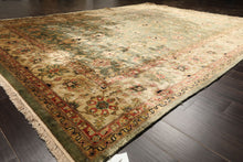 9x12 Sage, Beige, Rose Color Hand Knotted Oushak 100% Bamboo Silk Traditional Oriental Rug