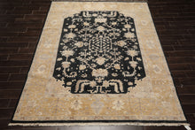 8x10 Black, Caramel, Taupe Color Hand Knotted Oushak Wool Traditional Oriental Rug