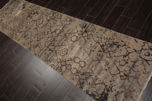 Runner Taupe, Gray, Beige Color Hand Knotted Oushak Wool Modern Oriental Rug