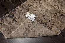 Runner Taupe, Gray, Beige Color Hand Knotted Oushak Wool Modern Oriental Rug