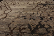 Runner Taupe, Gray, Beige Color Hand Knotted Oushak Wool Modern Oriental Rug