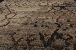 Runner Taupe, Gray, Beige Color Hand Knotted Oushak Wool Modern Oriental Rug