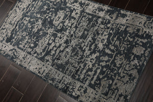 3x5 Blue, Slate, Gray Color Hand Knotted Tibetan Wool and Silk Contemporary Oriental Rug