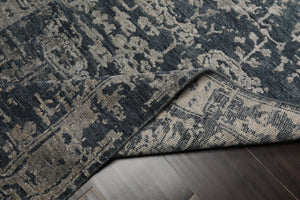 3x5 Blue, Slate, Gray Color Hand Knotted Tibetan Wool and Silk Contemporary Oriental Rug