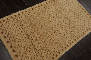 3x5 Beige, Gold, Brown Color Hand Knotted Gabbeh Wool Modern Oriental Rug