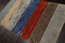 3x5 Gray, Blue, Teracotta Color Hand Knotted Tibetan Wool and Silk Modern Oriental Rug