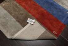 3x5 Gray, Blue, Teracotta Color Hand Knotted Tibetan Wool and Silk Modern Oriental Rug