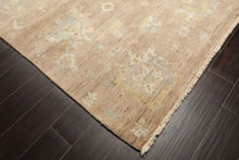 8x10 Faded Blush, Aqua, Gold Color Hand Knotted Oushak Wool Transitional Oriental Rug