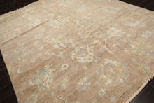 8x10 Faded Blush, Aqua, Gold Color Hand Knotted Oushak Wool Transitional Oriental Rug