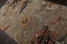 3x5 Gray, Rust, Moss Color Hand Knotted Tibetan Wool and Silk Modern Oriental Rug