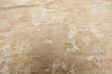 8x10 Faded Blush, Aqua, Gold Color Hand Knotted Oushak Wool Transitional Oriental Rug