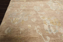 8x10 Faded Blush, Aqua, Gold Color Hand Knotted Oushak Wool Transitional Oriental Rug