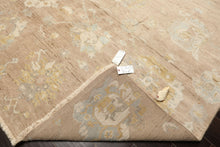 8x10 Faded Blush, Aqua, Gold Color Hand Knotted Oushak Wool Transitional Oriental Rug