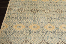 8x10 Ivory, Aqua, Gold Color Hand Knotted Tibetan New Zealand Wool Transitional Oriental Rug