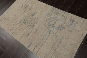 3x5 Gray, Tone on Tone Gray, Color Hand Knotted Tibetan Wool and Silk Modern & Contemporary Oriental Rug