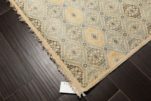 8x10 Ivory, Aqua, Gold Color Hand Knotted Tibetan New Zealand Wool Transitional Oriental Rug