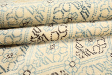 8x10 Ivory, Aqua, Gold Color Hand Knotted Tibetan New Zealand Wool Transitional Oriental Rug
