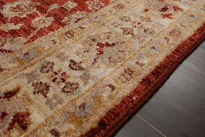 3x5 Rust, Ivory, Beige Color Hand Knotted Peshawar Wool Traditional Oriental Rug