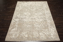 8x10 Tone on Tone Gray, , Color Hand Knotted Oushak Wool & Bamboo Silk Traditional Oriental Rug
