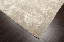 8x10 Tone on Tone Gray, , Color Hand Knotted Oushak Wool & Bamboo Silk Traditional Oriental Rug