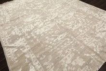 8x10 Tone on Tone Gray, , Color Hand Knotted Oushak Wool & Bamboo Silk Traditional Oriental Rug