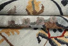 8x10 Blue, Light Gold, Blush Color Hand Knotted Tibetan New Zealand Wool Traditional Oriental Rug