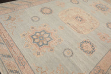 9'x12' Pale Aqua Hand Knotted Afghan Oushak Traditional Wool Oriental Area Rug