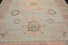 9'x12' Pale Aqua Hand Knotted Afghan Oushak Traditional Wool Oriental Area Rug