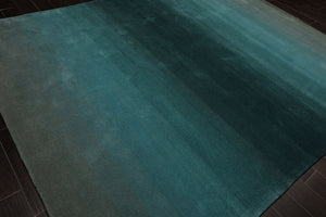 loomBloom Multi Size Teal Hand Tufted Wool Modern & Contemporary Ombre Designer Rug  Oriental Area Rug