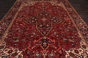 10x14 Rusty Red Hand Knotted 100% Wool Authentic Herizz Persian Oriental Area Rug - Oriental Rug Of Houston