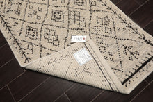 LoomBloom 3'x5' Ivory Hand Knotted Afghan Moroccan Modern & Contemporary Tribal Wool Oriental Area Rug