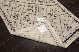 LoomBloom 3'x5' Ivory Hand Knotted Afghan Moroccan Modern & Contemporary Tribal Wool Oriental Area Rug