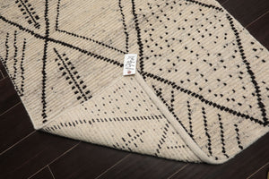 LoomBloom 3'x5' Ivory Hand Knotted Afghan Moroccan Modern & Contemporary Tribal Wool Oriental Area Rug