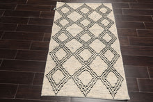 3x5 Ivory, Black, Color Hand Knotted Afghan moroccan Wool Traditional Oriental Rug