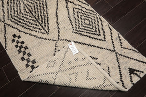 LoomBloom 3'x5' Ivory Hand Knotted Afghan Moroccan Modern & Contemporary Tribal Wool Oriental Area Rug