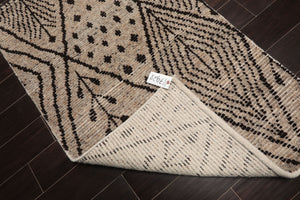 LoomBloom 3'x5' Beige Hand Knotted Afghan Moroccan Modern & Contemporary Tribal Wool Oriental Area Rug