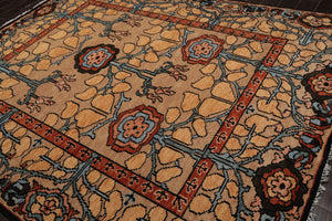 LoomBloom Multi Color 8x10 Hand Knotted Arts & Crafts/Mission Stained Glass Oushak Wool Oriental Area Rug