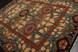 LoomBloom Multi Color 8x10 Hand Knotted Arts & Crafts/Mission Stained Glass Oushak Wool Oriental Area Rug