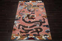 Multi Size Pink Navy Burgundy Color Hand Tufted Pictorial Wool Transitional Oriental Rug
