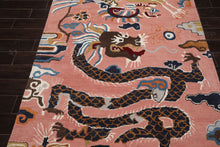Multi Size Pink Navy Burgundy Color Hand Tufted Pictorial Wool Transitional Oriental Rug